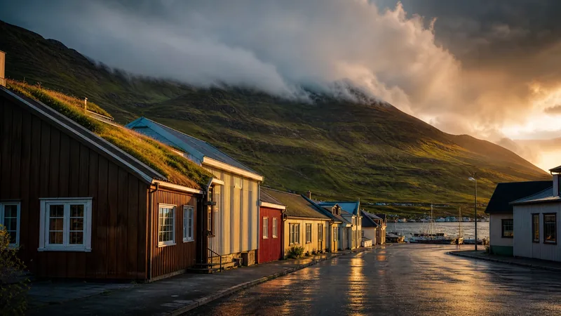 Small harbor town street of low wooden storefronts under a broad green slope with rain clouds, Hawaii County (Big Island) Business License