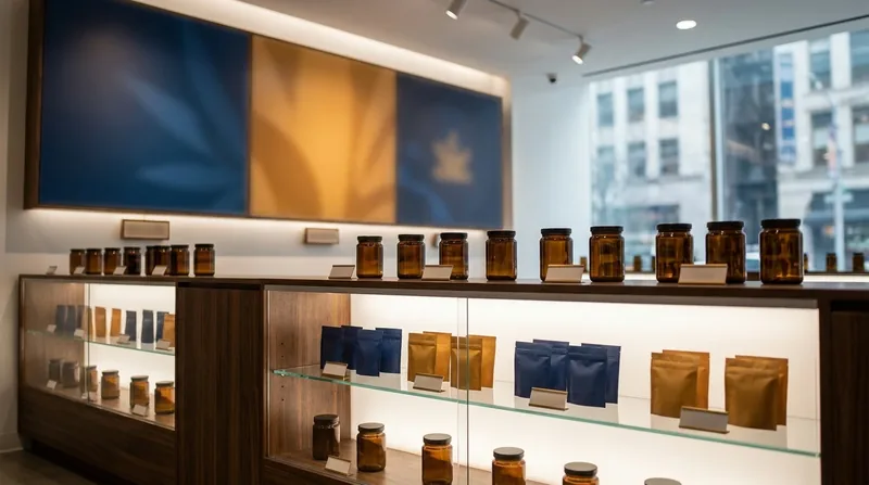 Minimal retail shelf of jars and pouches, How to Start a CBD or Hemp Retail Business in Hawaii