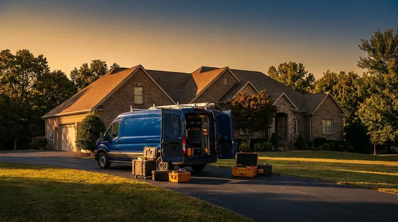 Service van and equipment outside a suburban home, How to Start a Pest Control Business in Hawaii